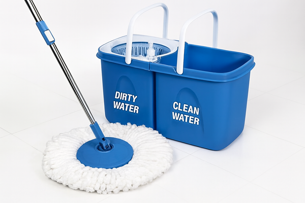 Dual-Compartment Mop Bucket with Microfiber Mop